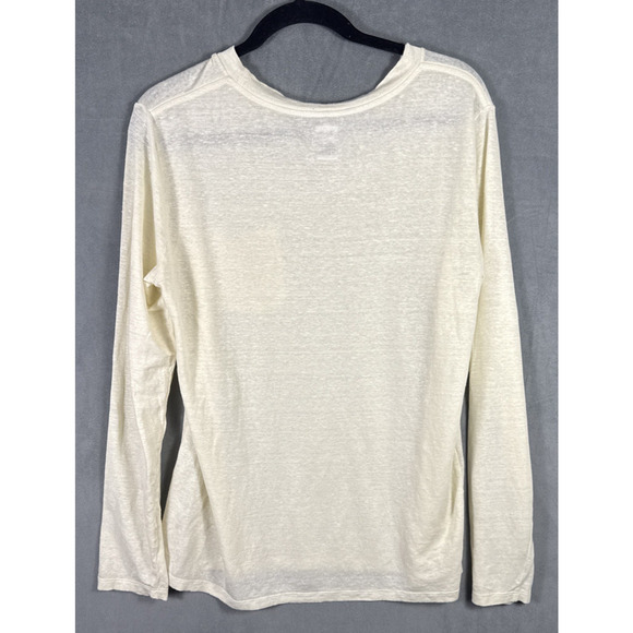 NSF Women's Linen Ivory Long Sleeve Stretch Knit‎ Tee Shirt Top Size Medium - Picture 2 of 5